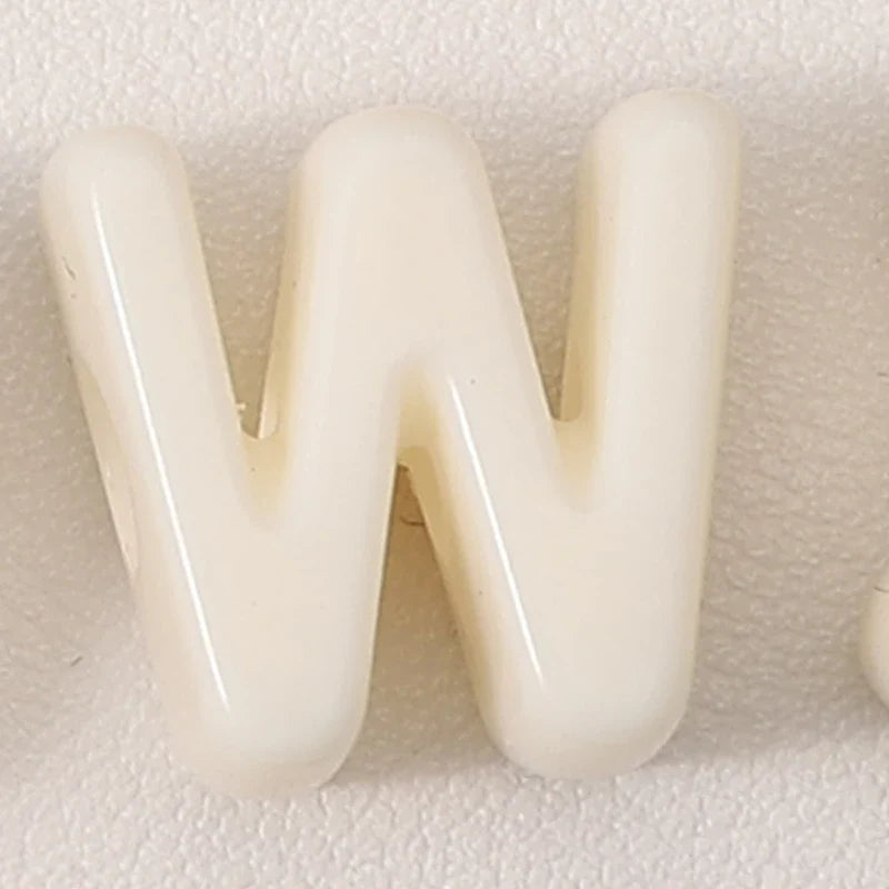 20pcs Beige Acrylic Large Hole Letter Loose Beads DIY Necklace Bracelet Mobile Phone Chain Bag Pendant Jewelry Accessories