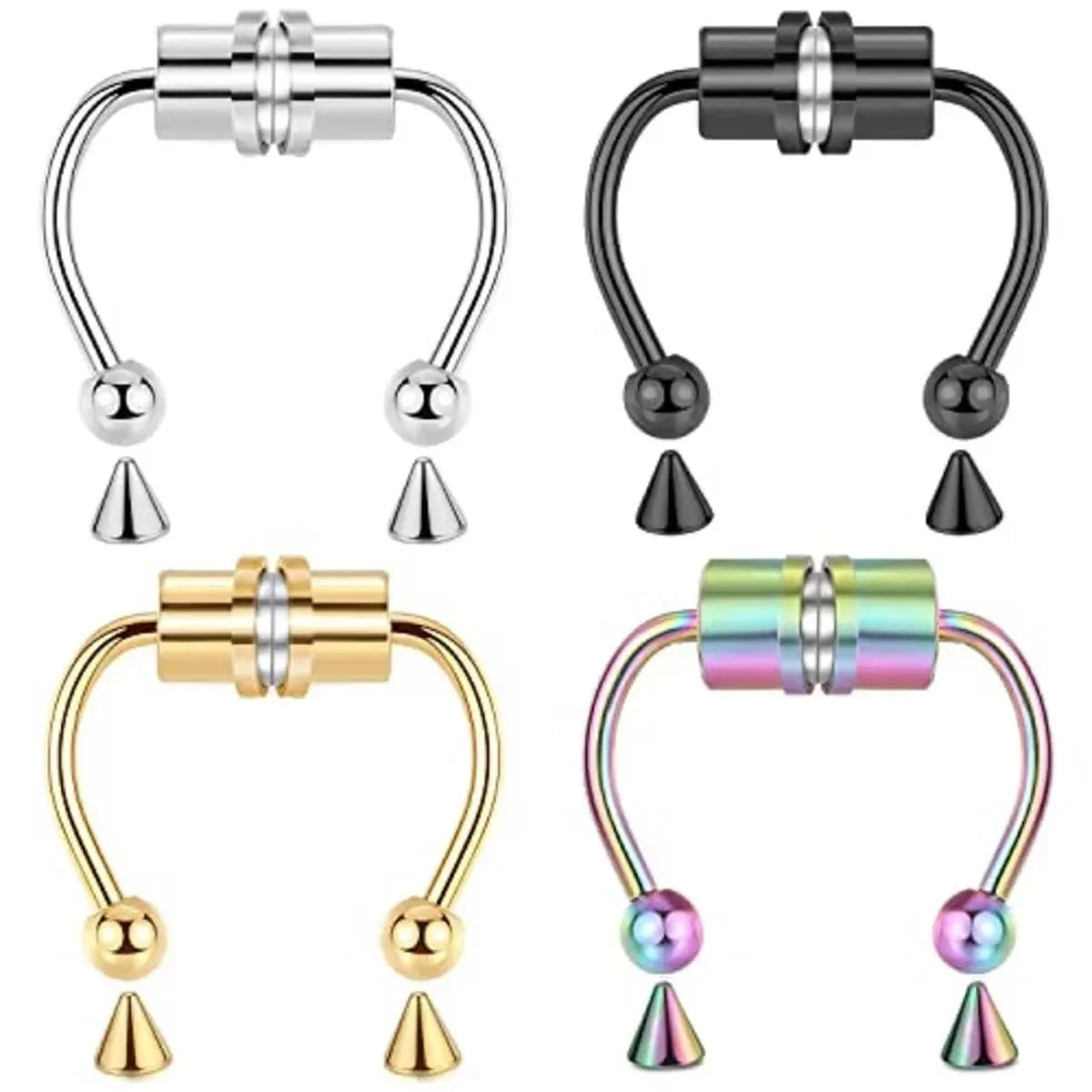 1/2/3/4/5Pcs Fake Magnetic Stainless Steel Nose Rings,Non Piercing Septum Rings Magnetic Nose Ring Clip On Nose Rings Jewelry