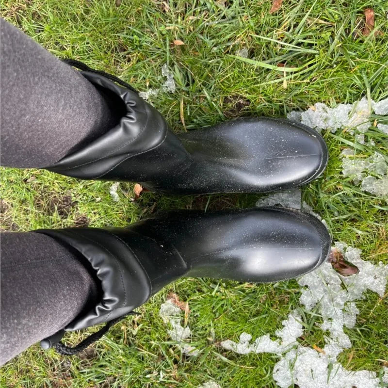 Crestar Women's Mid Calf Rain Boots Outdoor Ultra Lightweight Portable Waterproof Garden Shoes Fashion Non-slip Gardening Boots