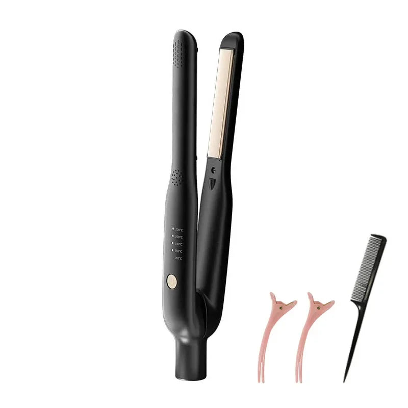 2-in-1 Mini Hair Straightener & Curler - Ceramic Fast Heating 140-220°C - Portable Flat Iron for Short Hair Travel Styling