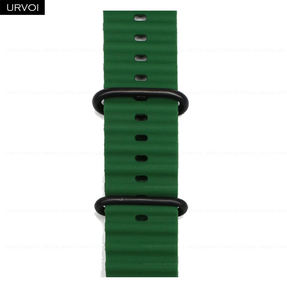 URVOI Ocean Band for Apple Watch Ultra 4 3 2 Strap Series 12 11 10 SE Sport Band for iWatch Silicone Wristband Black Buckle 49mm