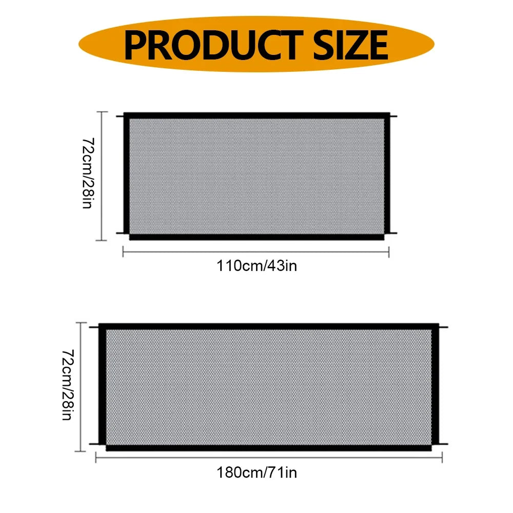 Pet Dog Barrier Fences Pet Isolated Network Folding Breathable Nylon Mesh Pet Isolated Network Stairs Gate Safety Fence 2 Sizes