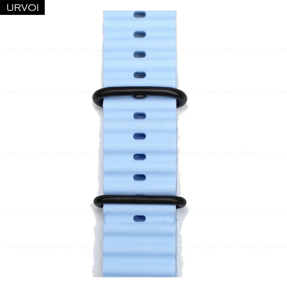 URVOI Ocean Band for Apple Watch Ultra 4 3 2 Strap Series 12 11 10 SE Sport Band for iWatch Silicone Wristband Black Buckle 49mm