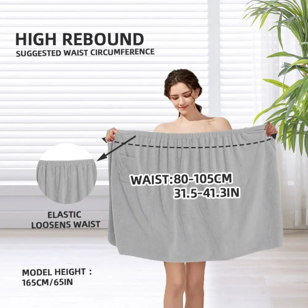 1pc Bath Wrap Towel, Absorbent Microfiber Spa Shower Robe With Elastic Top, Solid Color