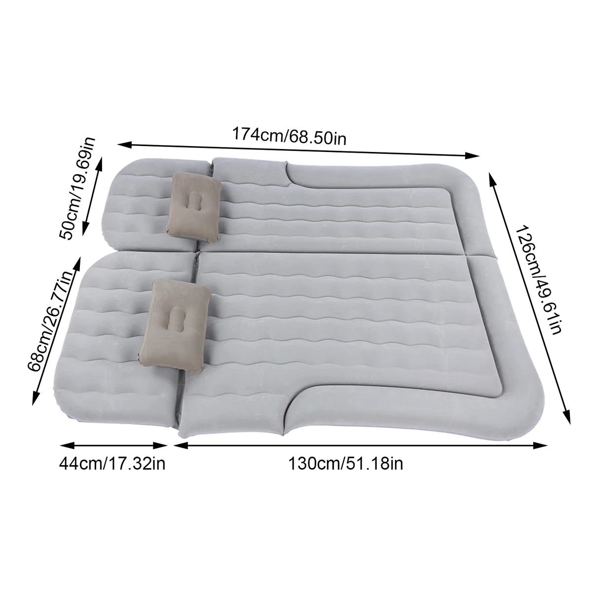 2‑In‑1 Multifunction Inflatable Travel Mattress PVC Flocking Soft Sleeping Rest Cushion for Car SUV
