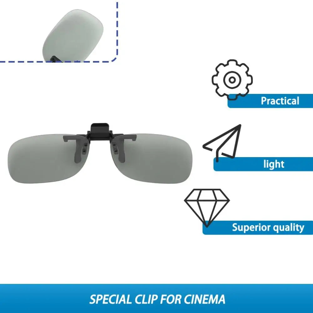 Universal 3D Glasses For Movie Cinema Clip On Type Passive Circular Clip 3D Glasses Not Suitable for TV Projectors Computers