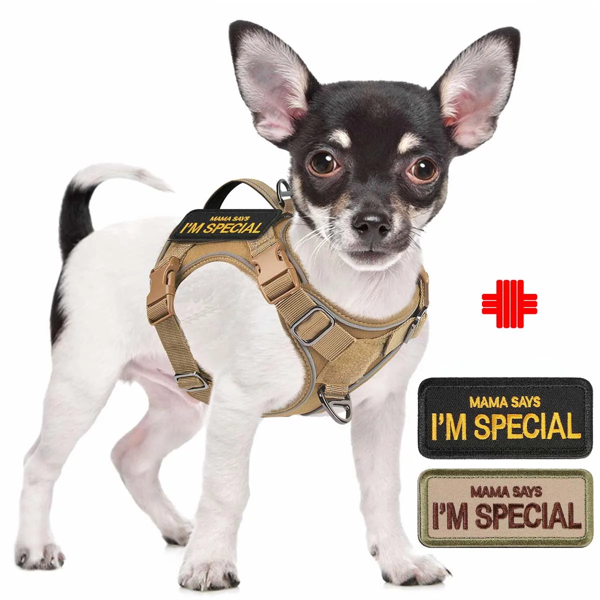 Tactical Dog Harness for Small Dogs - Military Service Dog Vest with Vertical Handle and Reflective Vest for Outdoor Training