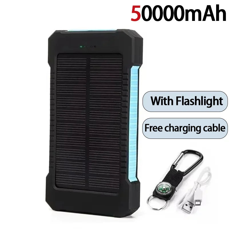 Lenovo CCC 500000mAh Large Capacity Solar Power Bank Super Fast Charging Portable External Battery For iPhone Outdoor Emergency