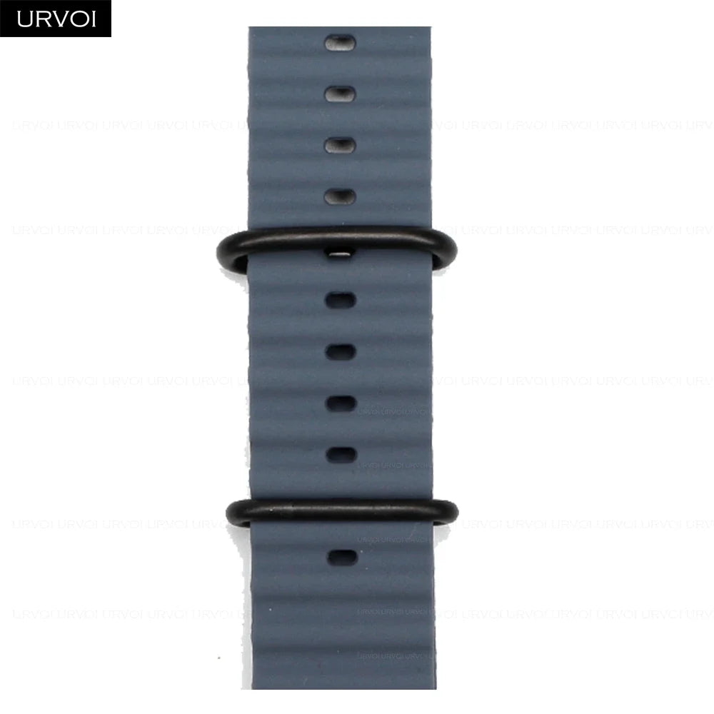URVOI Ocean Band for Apple Watch Ultra 4 3 2 Strap Series 12 11 10 SE Sport Band for iWatch Silicone Wristband Black Buckle 49mm
