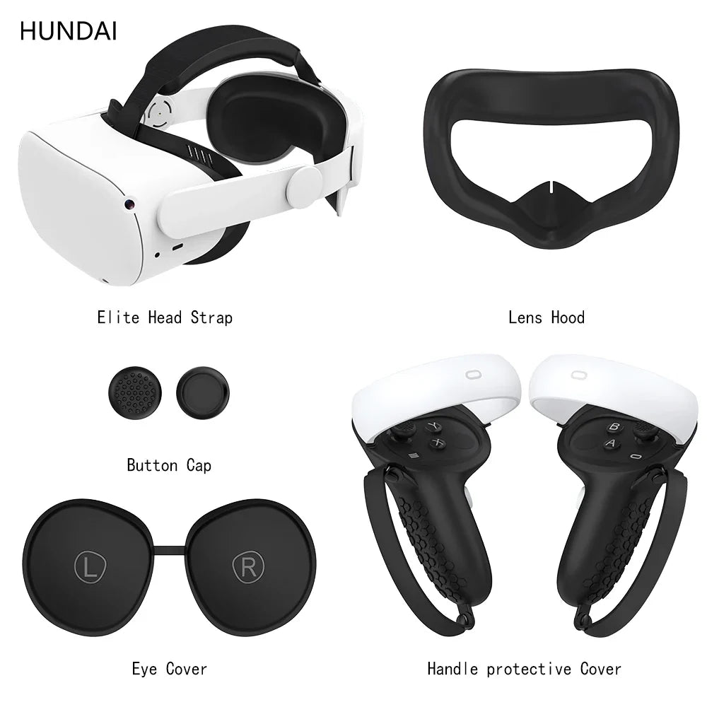 VR Protective Cover Elite Strap Head Strap Touch Controller Shell Case With Strap Handle Grip For Oculus Quest 2 Accessories