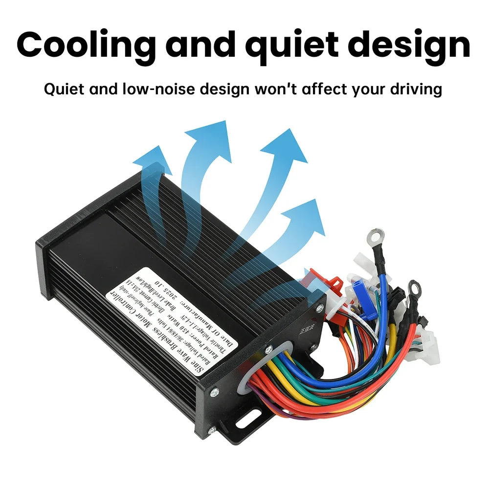 36V 48V 64V 450W 22-25A Electric Scooter E-Bike Sine Wave Brushless Motor Controller Triple-Mode Silent HY3208 MOS Transistor
