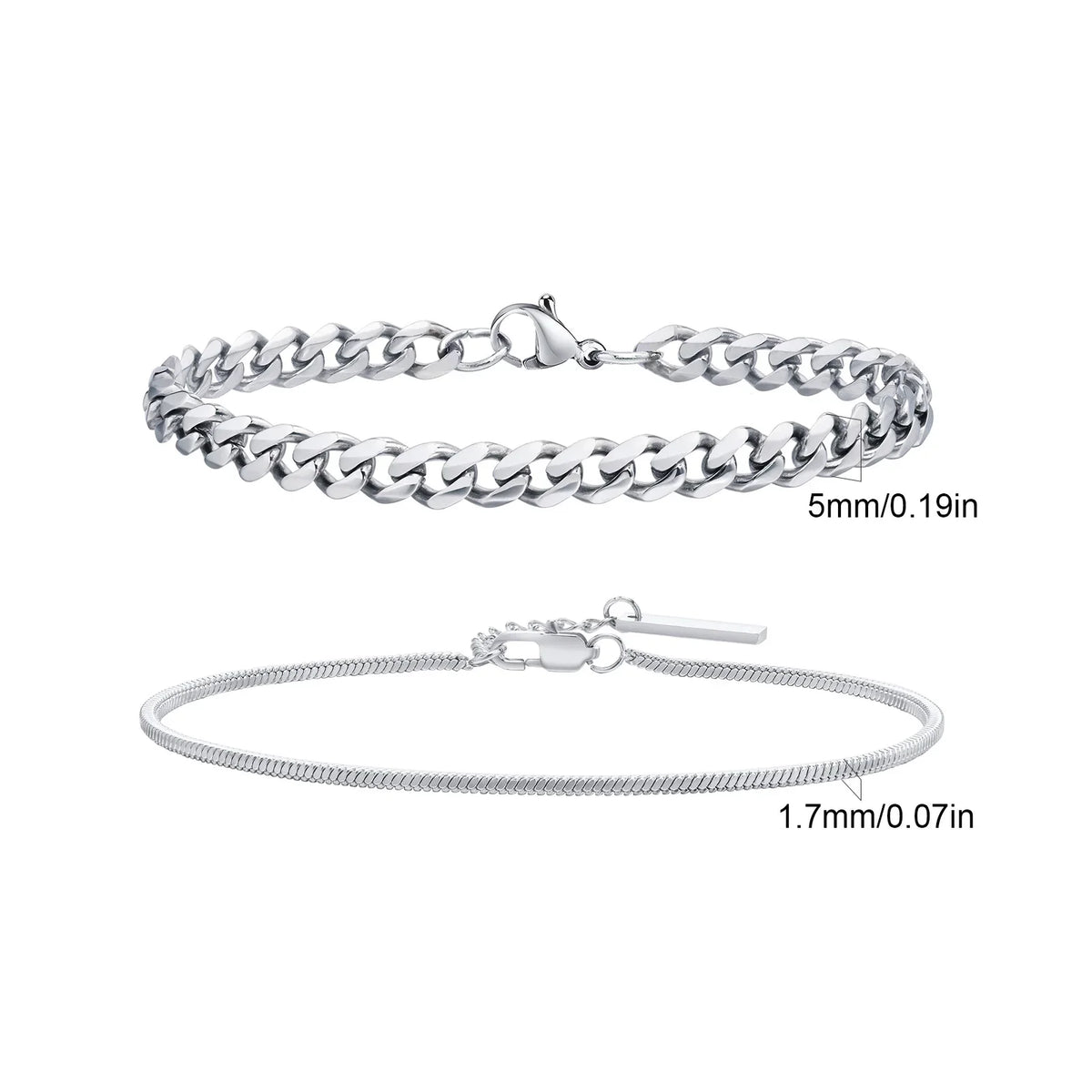 2pcs Men's Chain Bracelets,Stainless Steel Silver Gold Black Color Twist Rope Chain Wristband,Trendy Cuban Link Chains Gift