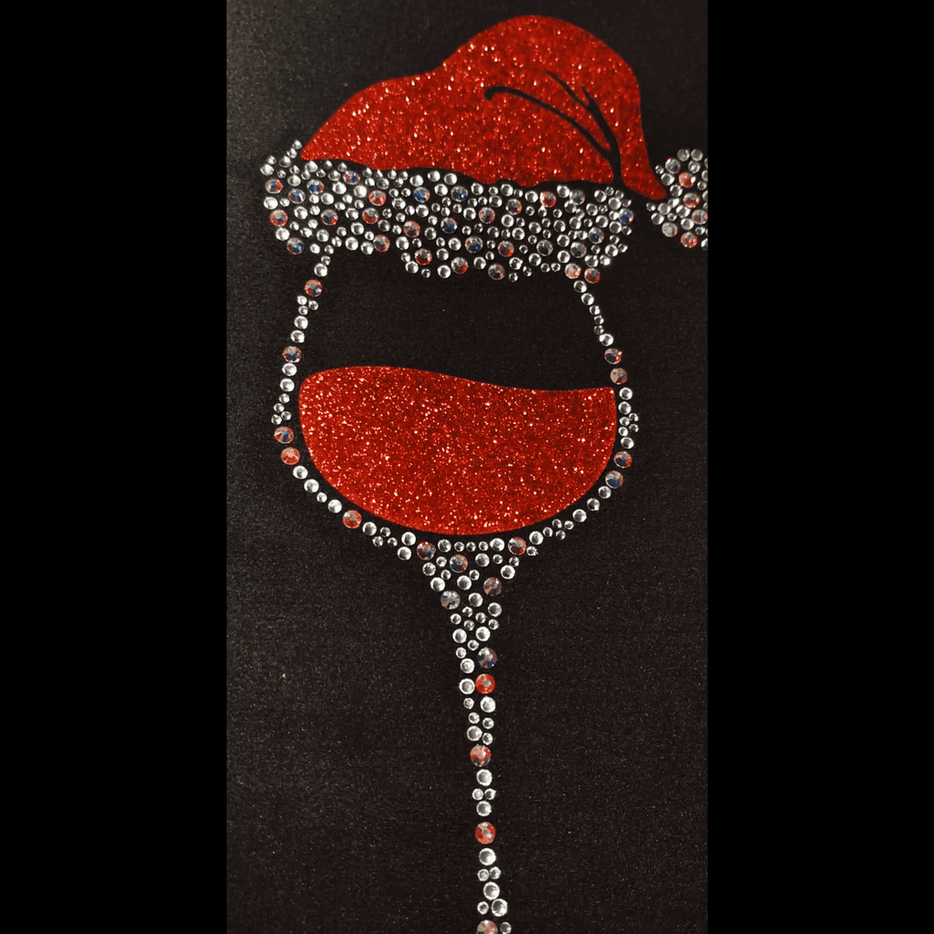 Santa Hat Wine Glass Leggings with Snowflakes & Pockets