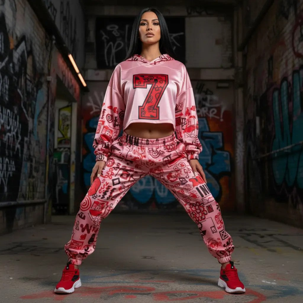 Pink Graffiti Scribbles Women's Quick Dry Sweatpants — Designs By Kiekie Signature Collection