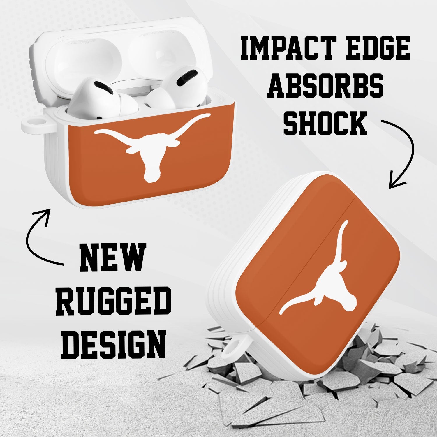 Texas Longhorns HDX Apple Airpods Pro 1 & 2 Case Cover