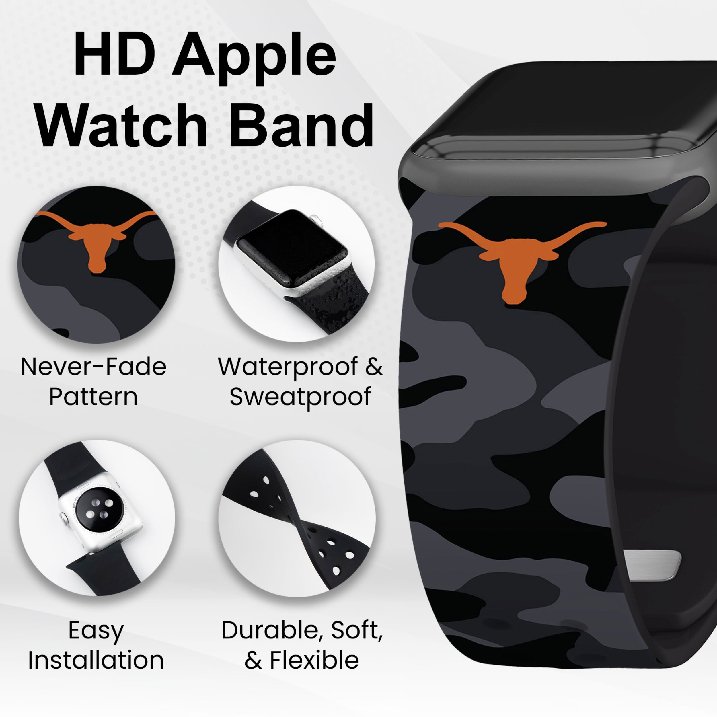 Texas Longhorns HD Apple Watch Band