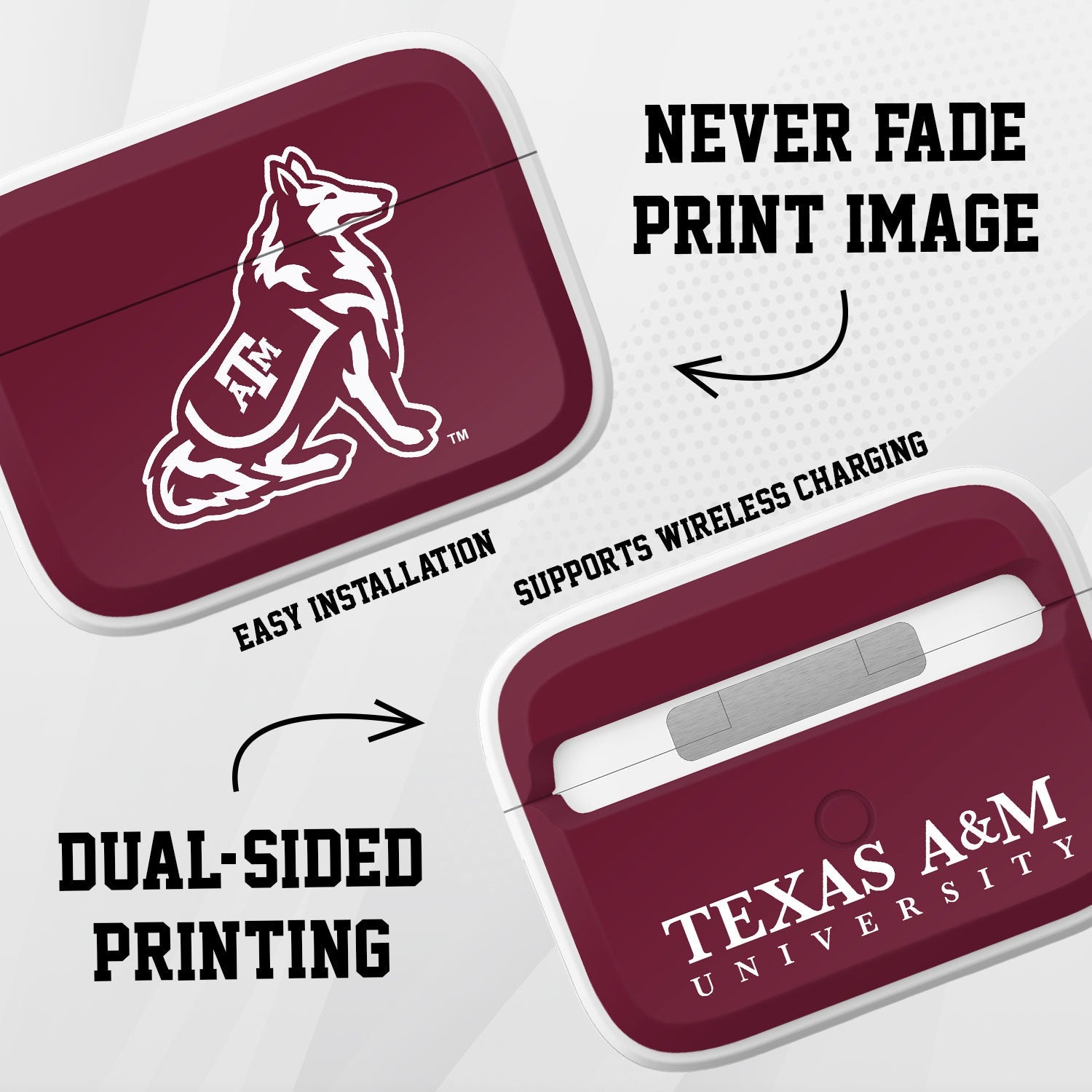 Texas A&M Aggies HDX Apple Airpods Pro 1 & 2 Case Cover