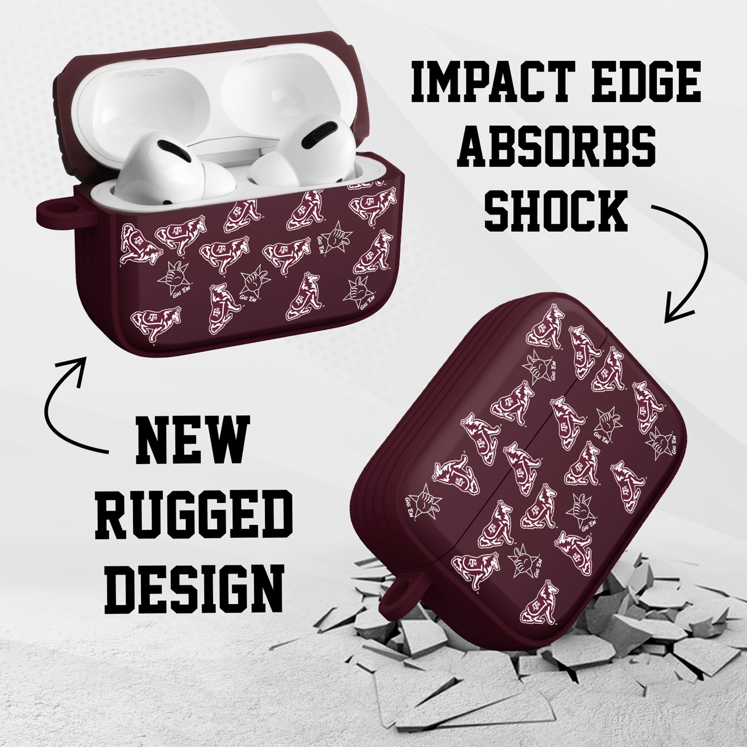 Texas A&M Aggies HDX Apple Airpods Pro 1 & 2 Case Cover