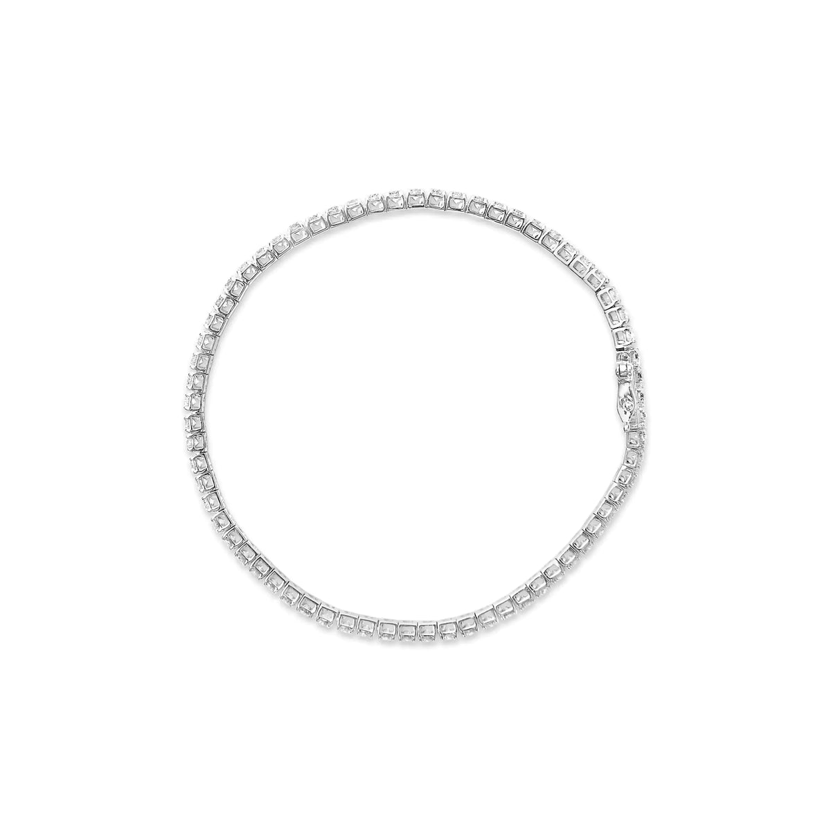 14K White Gold Lab Grown 4.00 Cttw Round Brilliant Cut Diamond Prong Set Classic Tennis Bracelet - 7" (F-G Color, VS2-SI1 Clarity)