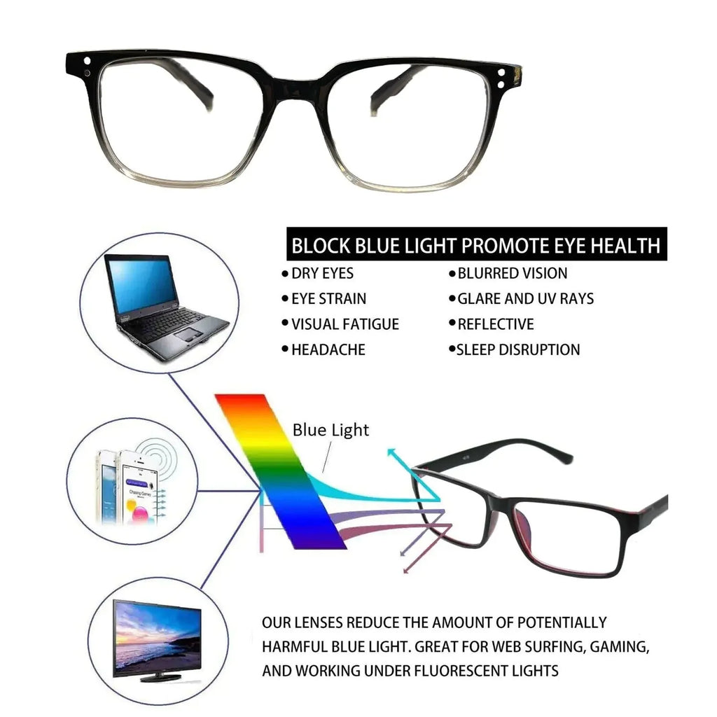 2 PK Unisex Blue Light Blocking Reading Glasses Computer Readers For Men Women