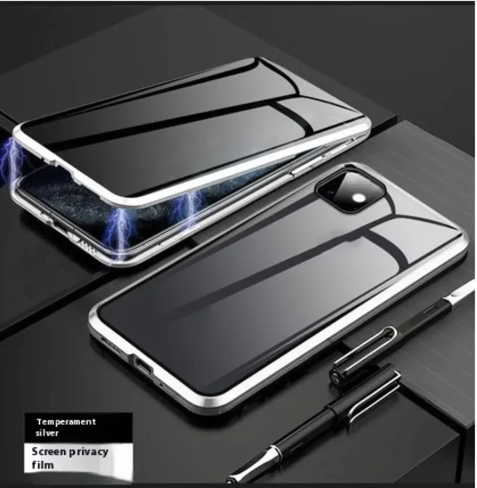 Magnetic Privacy Glass Case for iPhone - Anti-Peep Screen Protector with 9H Hardness