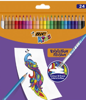 BIC KIDS EVOLUTION Erasable Colored Pencils Box 24 Colors