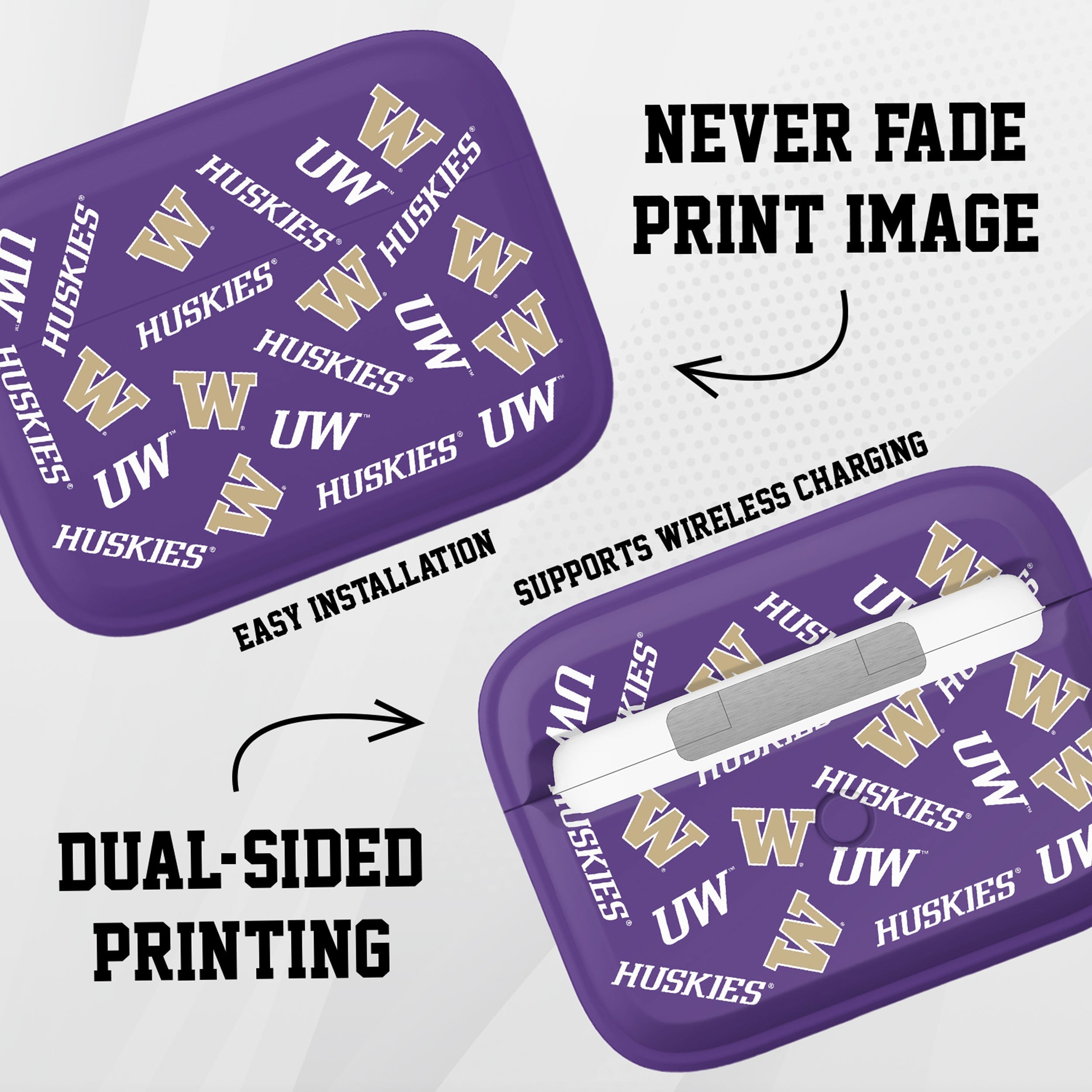 Washington Huskies HDX Apple Airpods Pro 1 & 2 Case Cover