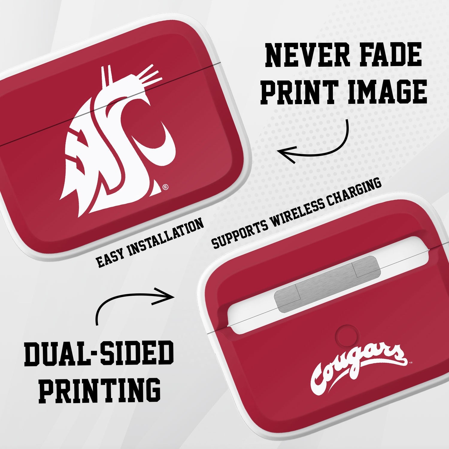 Washington State Cougars HDX Apple Airpods Pro 1 & 2 Case Cover