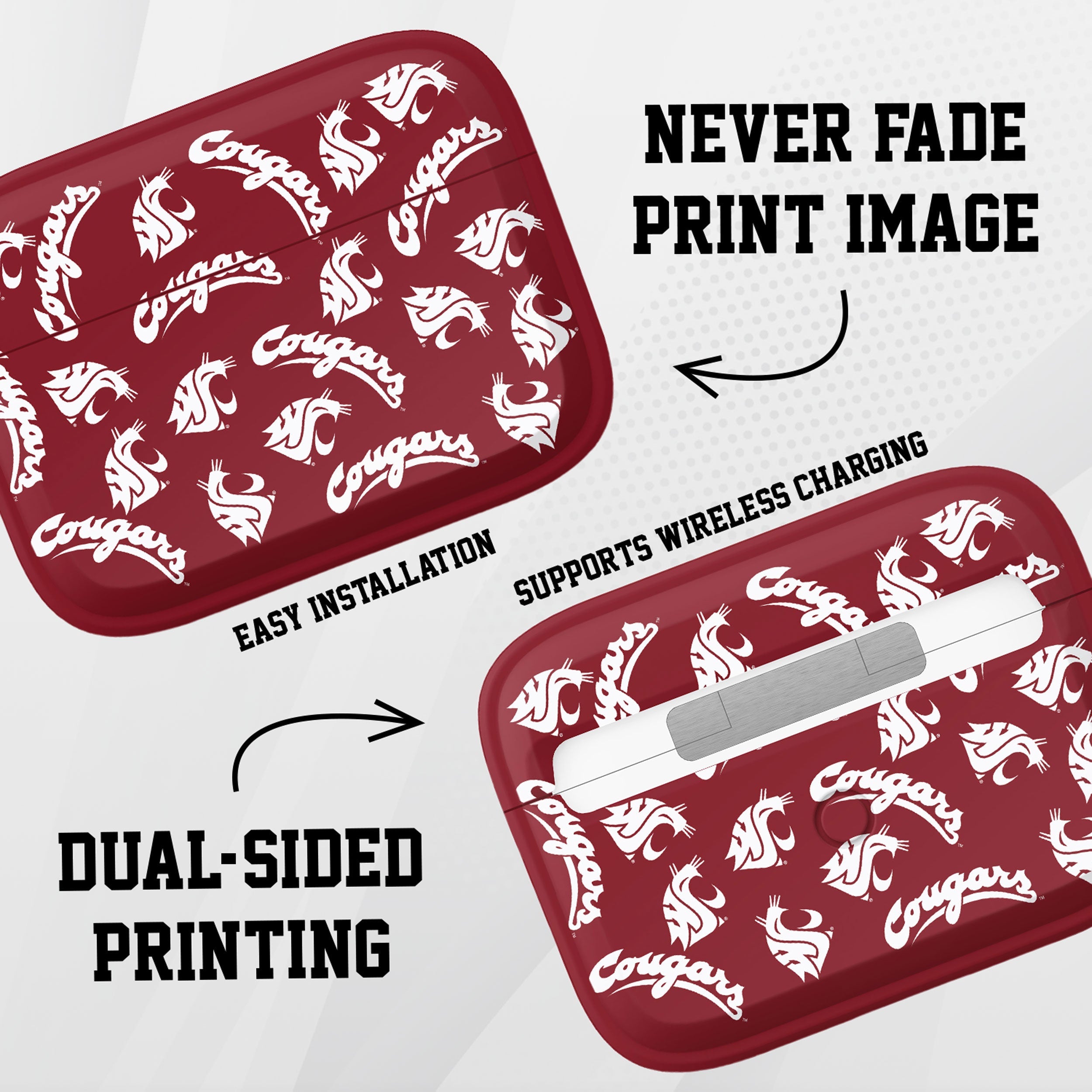 Washington State Cougars HDX Apple Airpods Pro 1 & 2 Case Cover