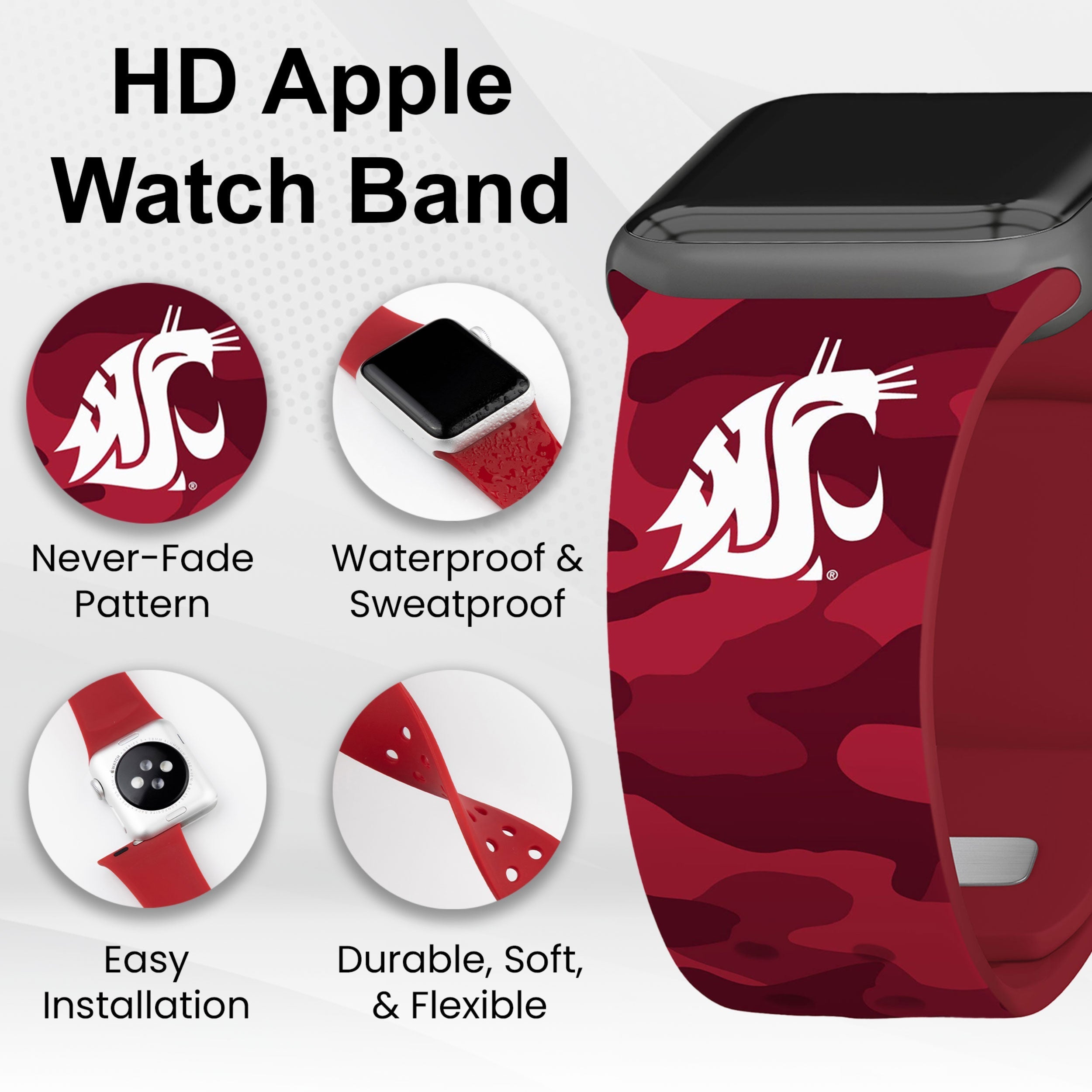 Washington State Cougars HD Apple Watch Band
