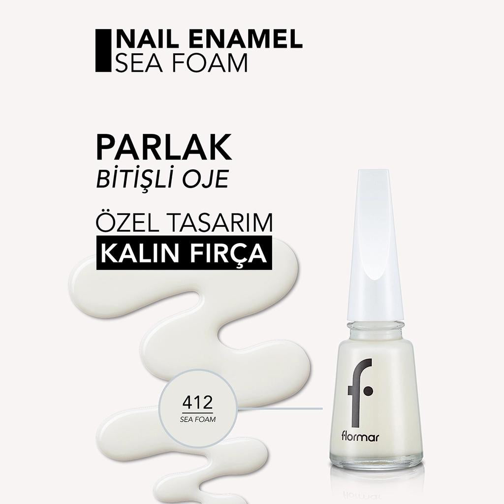 Flormar Nail Enamel Highly Pigmented Polish 412 Sea Foam