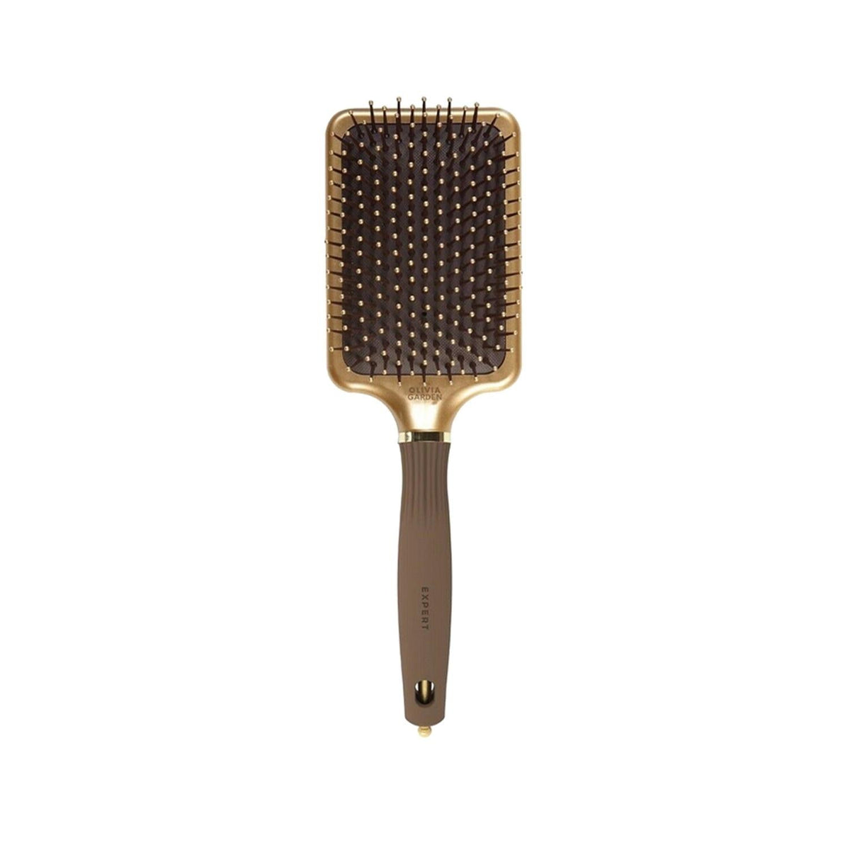 Olivia Garden Expert Care Rectangular Nylon Bristle Gold Brown L Hair Brush for Professional Styling and Detangling