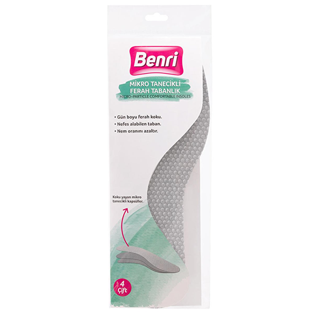 Benri Fresh Insoles - 4 Pairs, Breathable, Odor Control, Comfortable Footwear Accessories