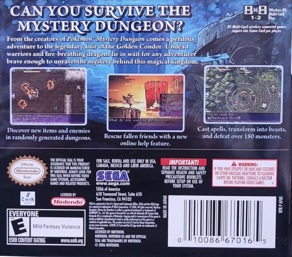 Mystery Dungeon: Shiren the Wanderer – Nintendo DS (DS)