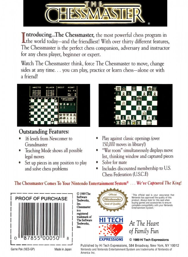 Chessmaster – Nintendo Entertainment System (NES)