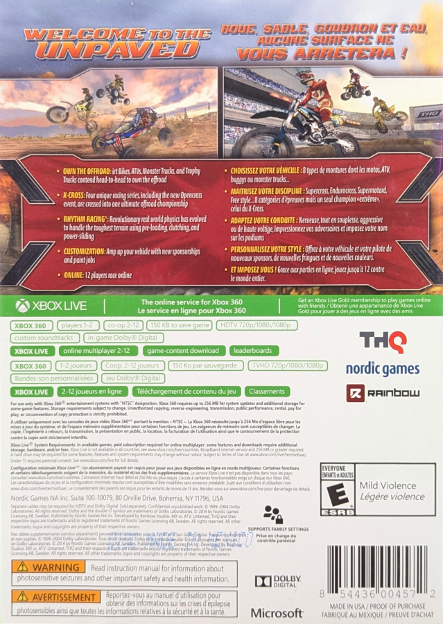 MX vs ATV Untamed [Platinum Hits] — Xbox 360 (X360)