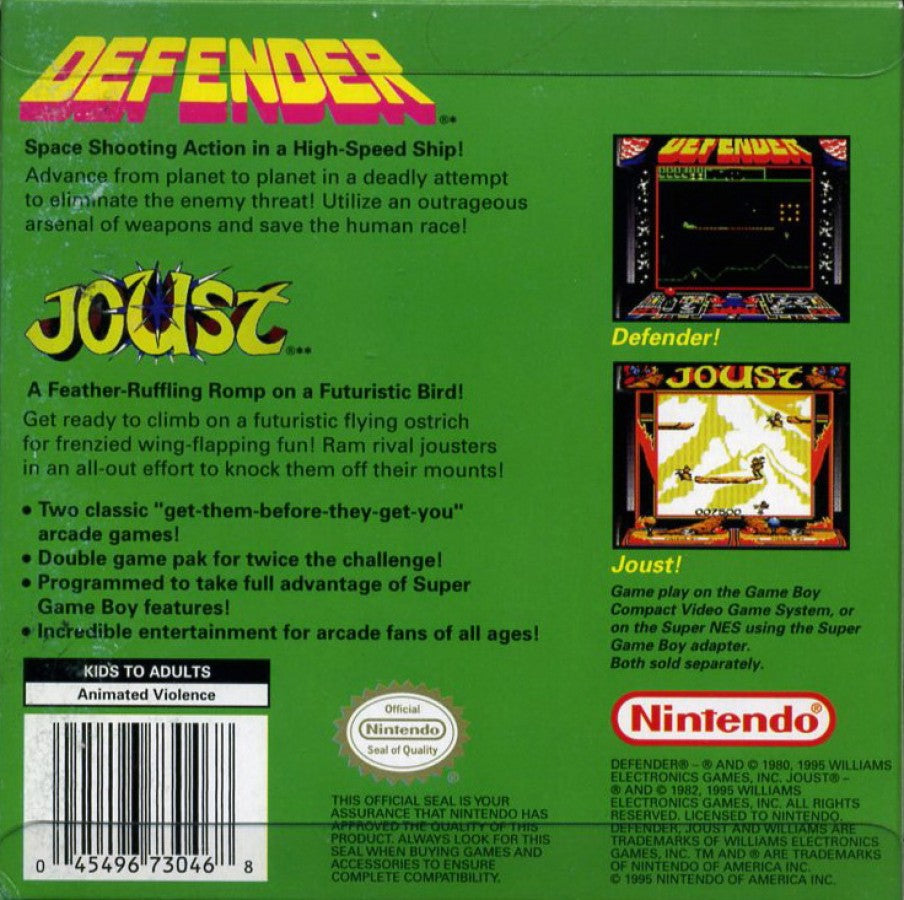 Arcade Classic 4: Defender and Joust – Game Boy (GB)