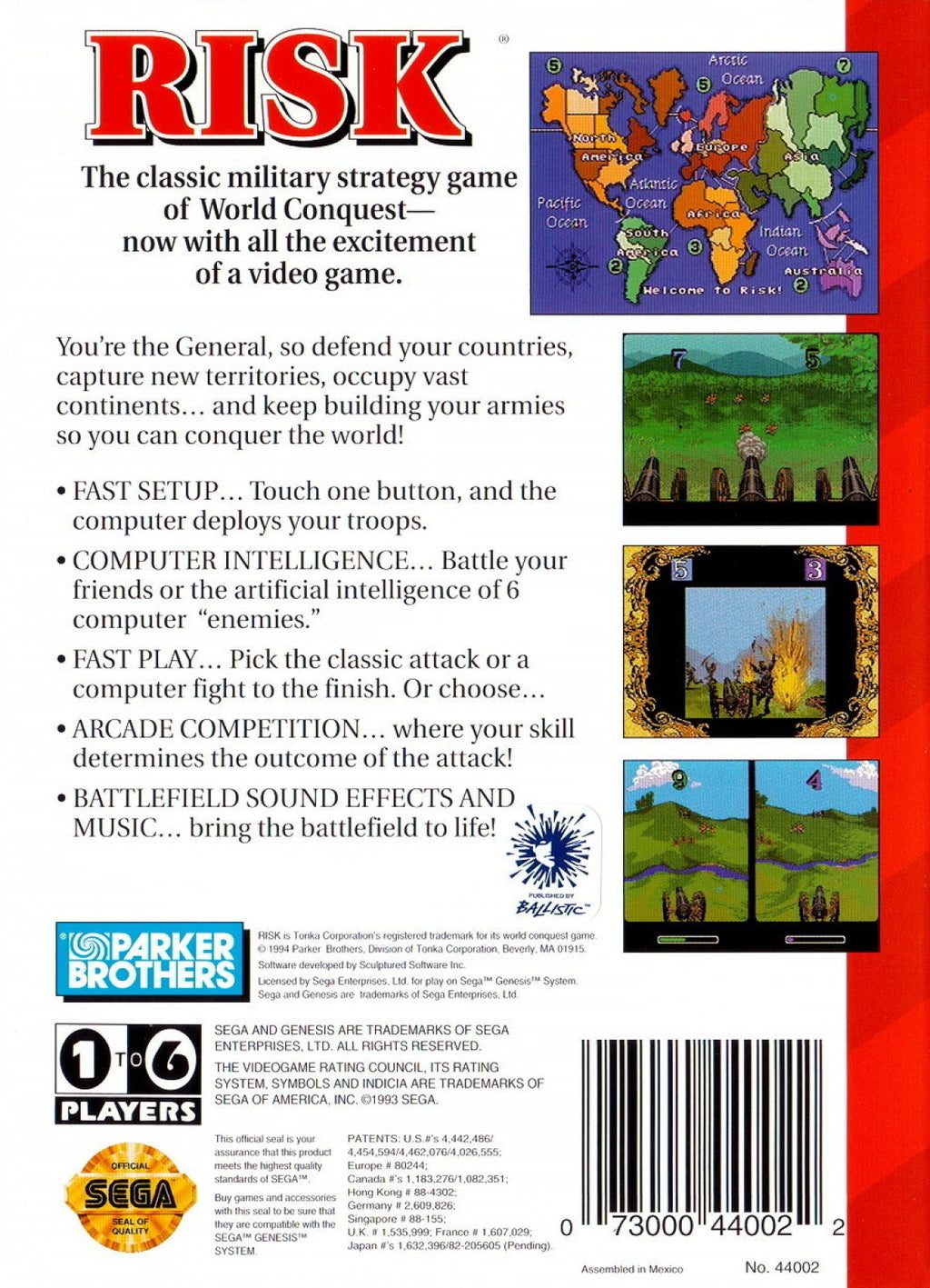 Risk: Parker Brothers' World Conquest Game – Sega Genesis (GEN)