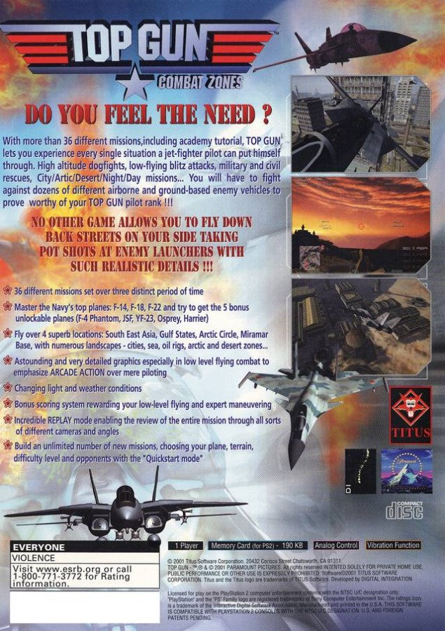 Top Gun: Combat Zones – PlayStation 2 (PS2)