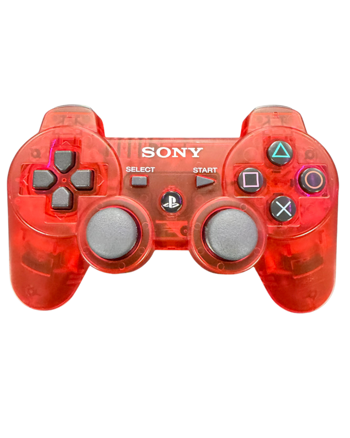 PlayStation 3 (PS3) Dualshock 3 Controller [OEM] [Crystal Clear Red] – PlayStation 3 Accessory (PS3)