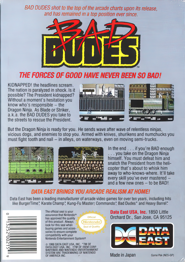 Bad Dudes – Nintendo Entertainment System (NES)