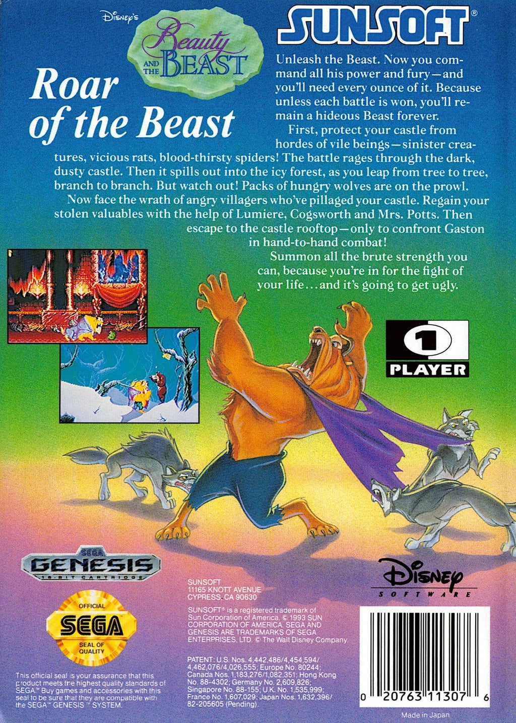 Disney's Beauty and the Beast: Roar of the Beast – Sega Genesis (GEN)