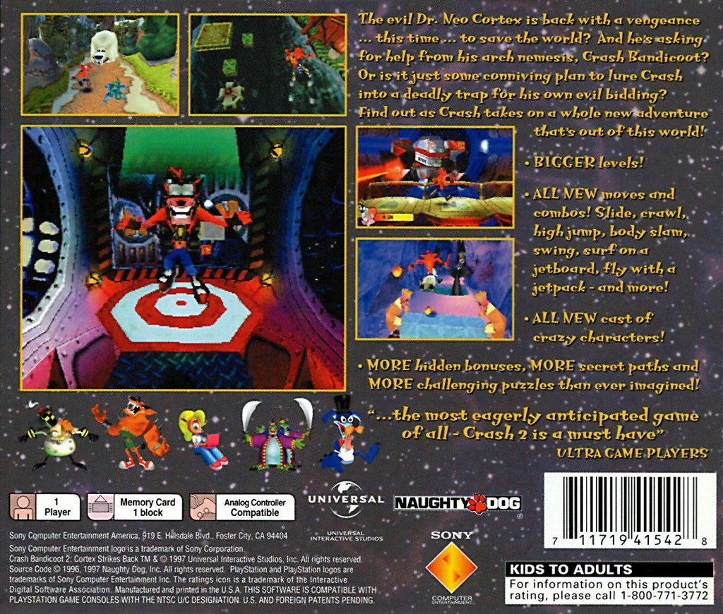 Crash Bandicoot 2: Cortex Strikes Back – PlayStation 1 (PS1)