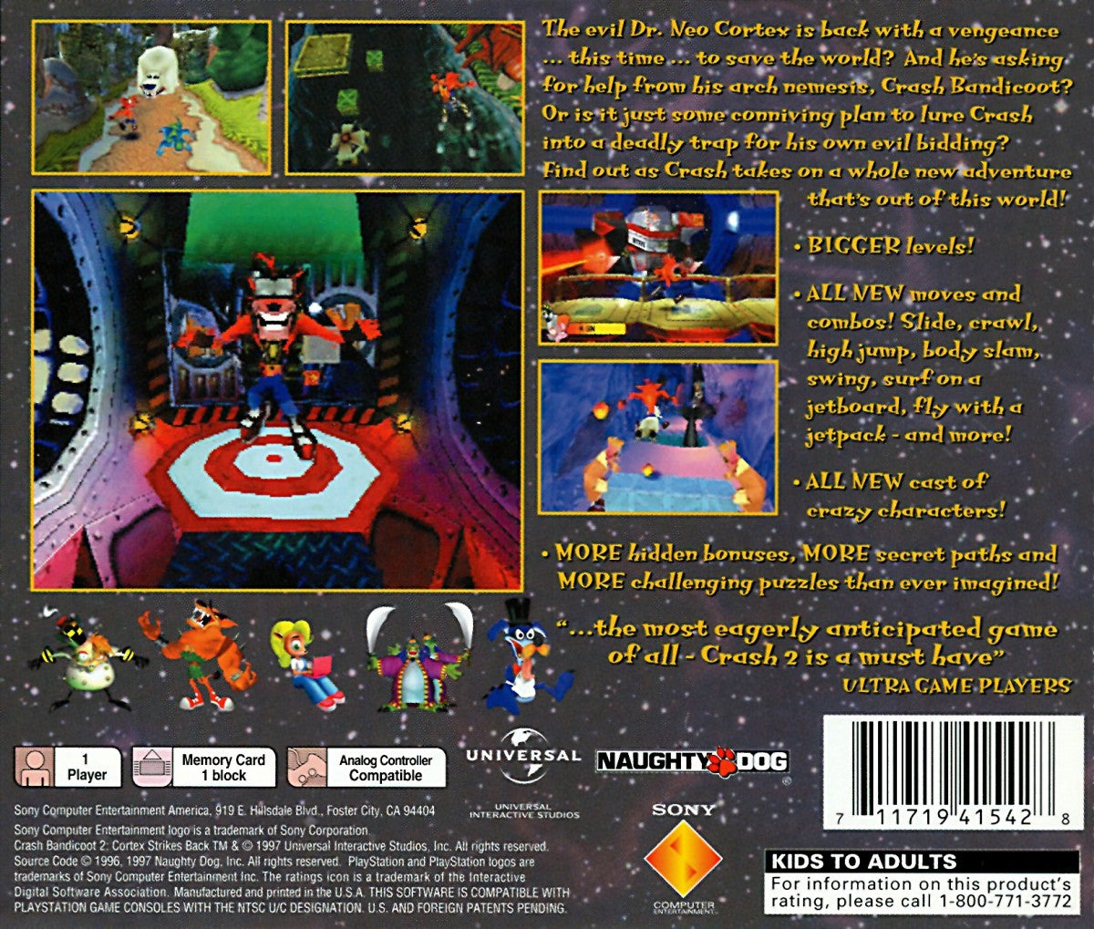 Crash Bandicoot 2: Cortex Strikes Back – PlayStation 1 (PS1)