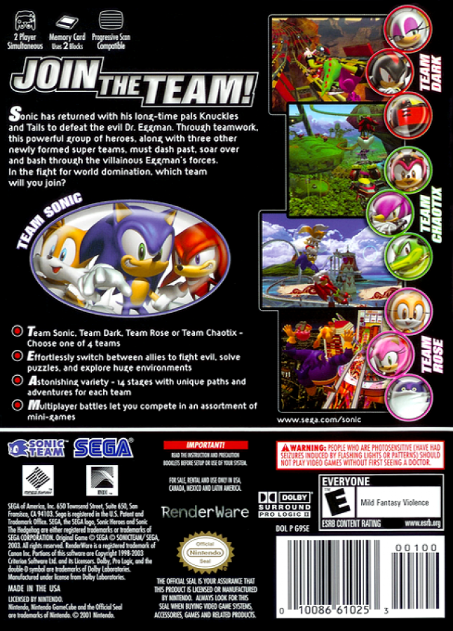 Sonic Heroes [Players Choice] – GameCube (GC)