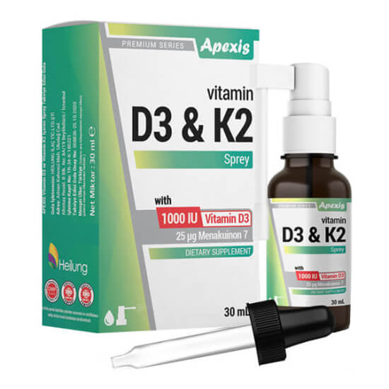 Apexis Vitamin D3 K2 Daily Spray Supplement 30 ml