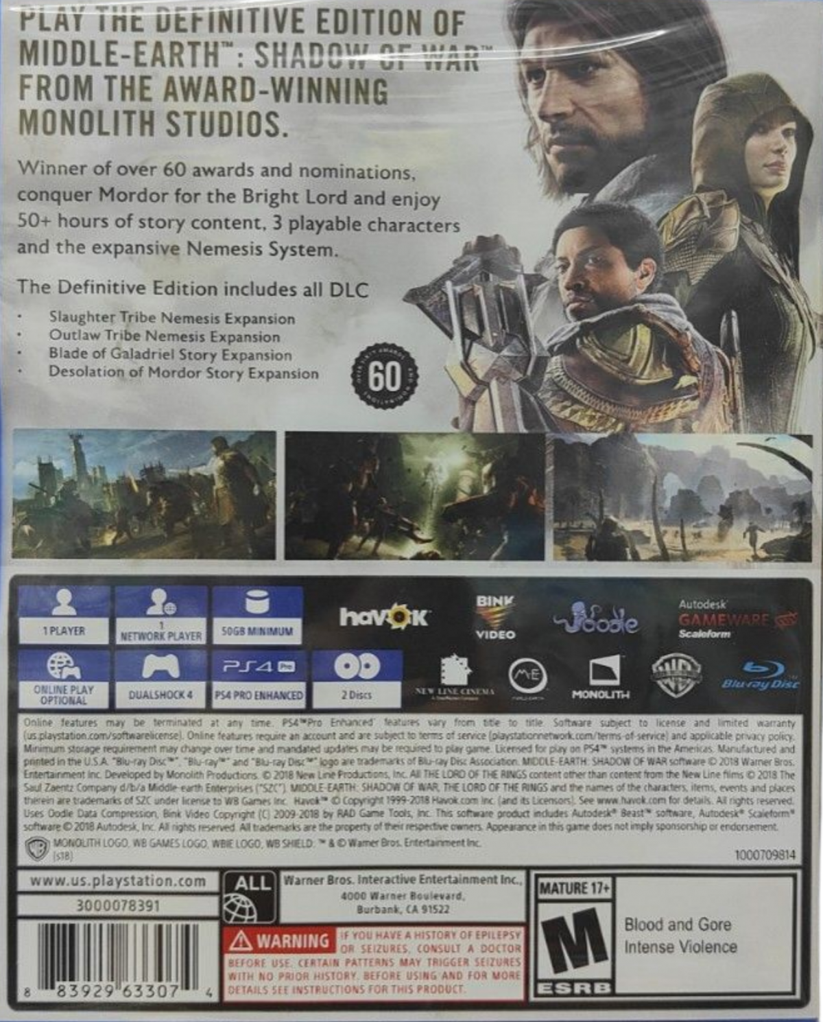 Middle Earth: Shadow of War [Definitive Edition] – PlayStation 4 (PS4)