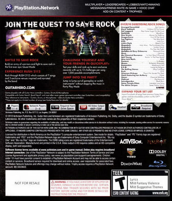 Guitar Hero: Warriors of Rock – PlayStation 3 (PS3)
