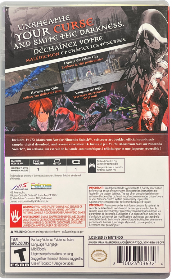 Ys IX: Monstrum NOX [Pact Edition] – Nintendo Switch (NS)
