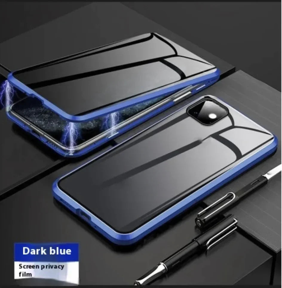 Magnetic Privacy Glass Case for iPhone - Anti-Peep Screen Protector with 9H Hardness